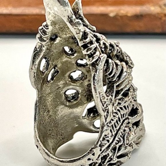 Axel R Stocks Skull Ring, USA Size 10, Solid Silver. Axelizations Signed - Picture 2 of 9